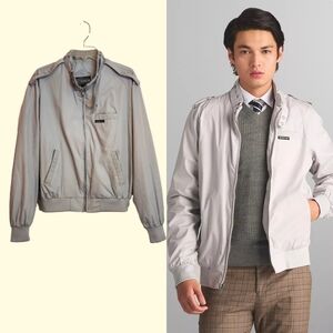 Members Only Vintage Racer Zip Front Shoulder Epaulettes Mens Jacket Grey 44